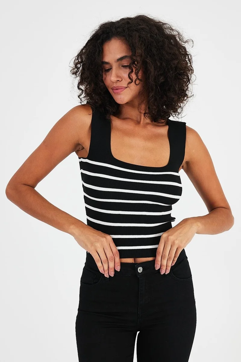 Alexander Gardi Alexandergardı Square Neck Striped Crop ATHLET (A92341-S)