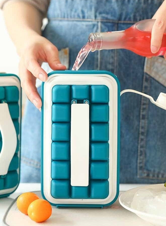 ليفقورا صينية مكعبات الثلج من السيليكون بـ 18 مكعب - مع غطاء، مضادة للتسرب وخالية من BPA، لا تمتص الروائح، سهلة التنظيف ومثالية للمجمد والمشروبات - Image 2