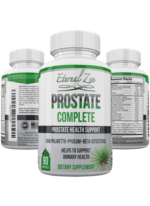 Prostate Complete Herbal Health Support Supplements For Men Saw Palmetto Stinging Nettle Pygeum Betasitosterol Reishi Shiitake 90 Count Capsule