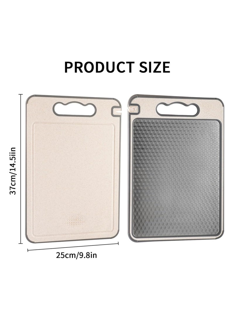 DELGREEN - Cutting Board Double-sided chopping board, food grade 304 stainless steel and wheat straw, cutting board suitable for meat and vegetables, sturdy and durable, scratch-resistant mesh design（25*37cm） - Image 1