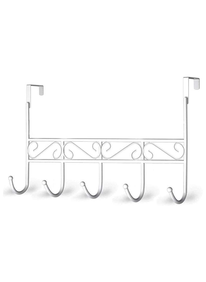 sulfar - MS Over The Door Hook, Over Door Hanger for Coat, Towel, Bag, Robe (White) 5 Hooks, Pack of 1 - Image 1