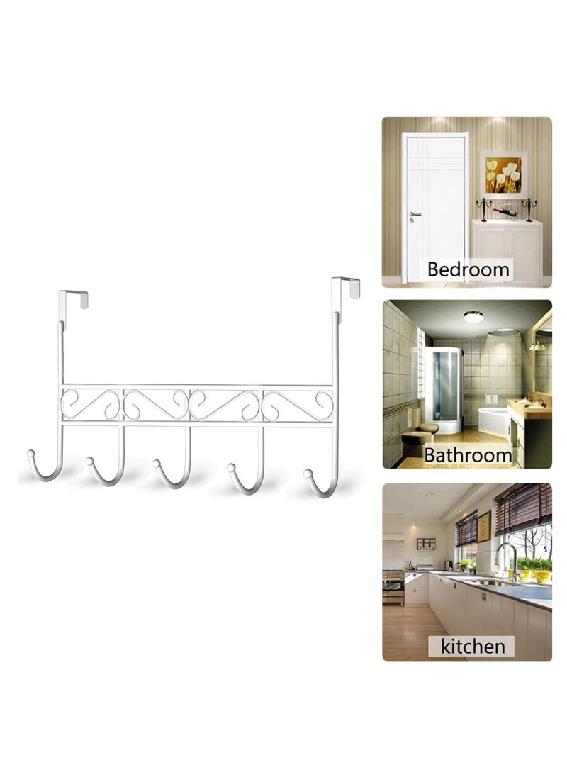 sulfar - MS Over The Door Hook, Over Door Hanger for Coat, Towel, Bag, Robe (White) 5 Hooks, Pack of 1 - Image 1
