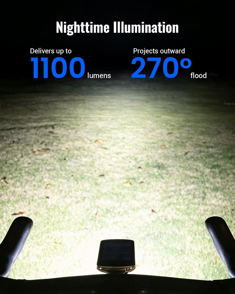 RAVEMEN FR1100 SE Bike Headlight - 1100 Lumens, Compatible with Garmin/Wahoo/Bryton, 270° Wide-Angled Light for Night and Daytime Riding - Image 2