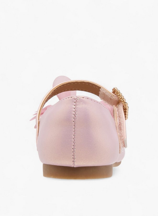 جونيورز حذاء باليرينا للبنات بفيونكة وإغلاق بشريط لاصق - Image 5