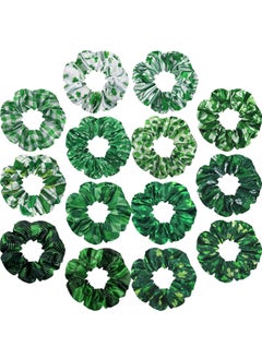 Chuangdi Chuangdi 14 Pcs St Patricks Day Hair Scrunchies Bulk Green Shamrock Hair Ties Elastic Irish Hair Bands Soft Holiday Hair Accessories for Women 