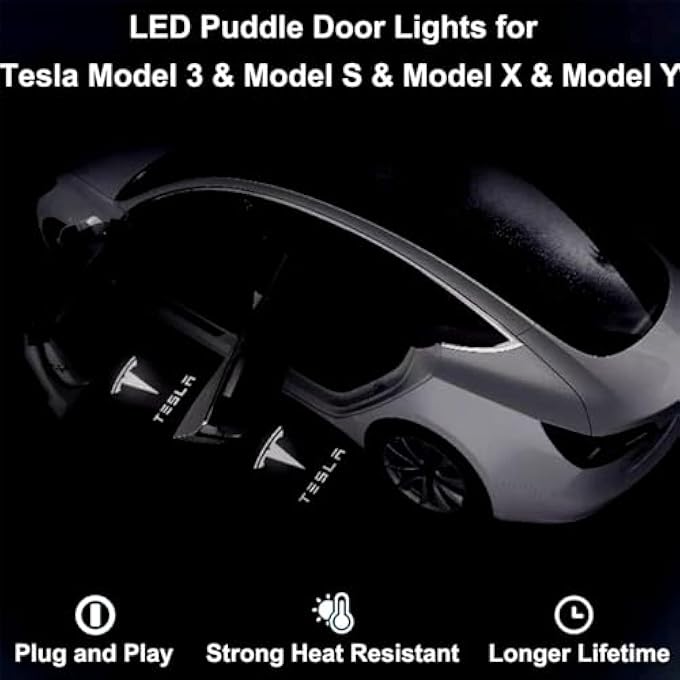 YARDHOBI Car Door Lights Car Door Led Logo Projector Puddle Lights UltraBright Welcome Light 3D Laser Ghost Shadow Light Compatible With For Tesla Model 3 Model S Model Y Model X Accessories 4 Pack - Image 3