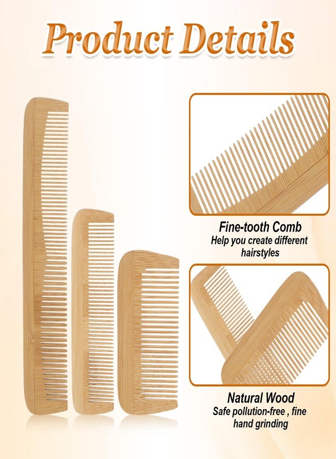 YQQYG 3 Pcs Bamboo Comb Set, Wooden Combs Fine Tooth Combs Anti-Static Wood Hair Combs for Women Men, Wood Comb for Straight, Curly, Wavy, Long Hair, Beard - Image 2