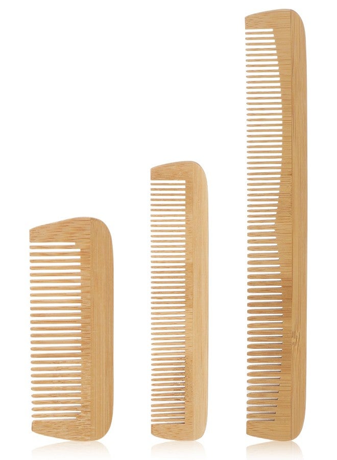 YQQYG 3 Pcs Bamboo Comb Set, Wooden Combs Fine Tooth Combs Anti-Static Wood Hair Combs for Women Men, Wood Comb for Straight, Curly, Wavy, Long Hair, Beard - Image 1