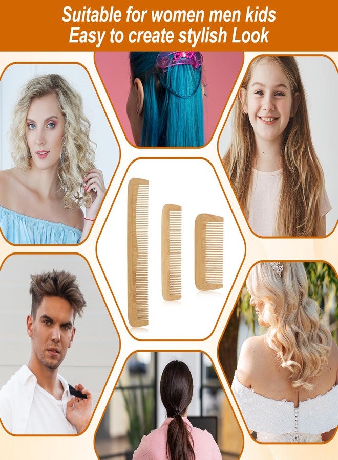 YQQYG 3 Pcs Bamboo Comb Set, Wooden Combs Fine Tooth Combs Anti-Static Wood Hair Combs for Women Men, Wood Comb for Straight, Curly, Wavy, Long Hair, Beard - Image 5