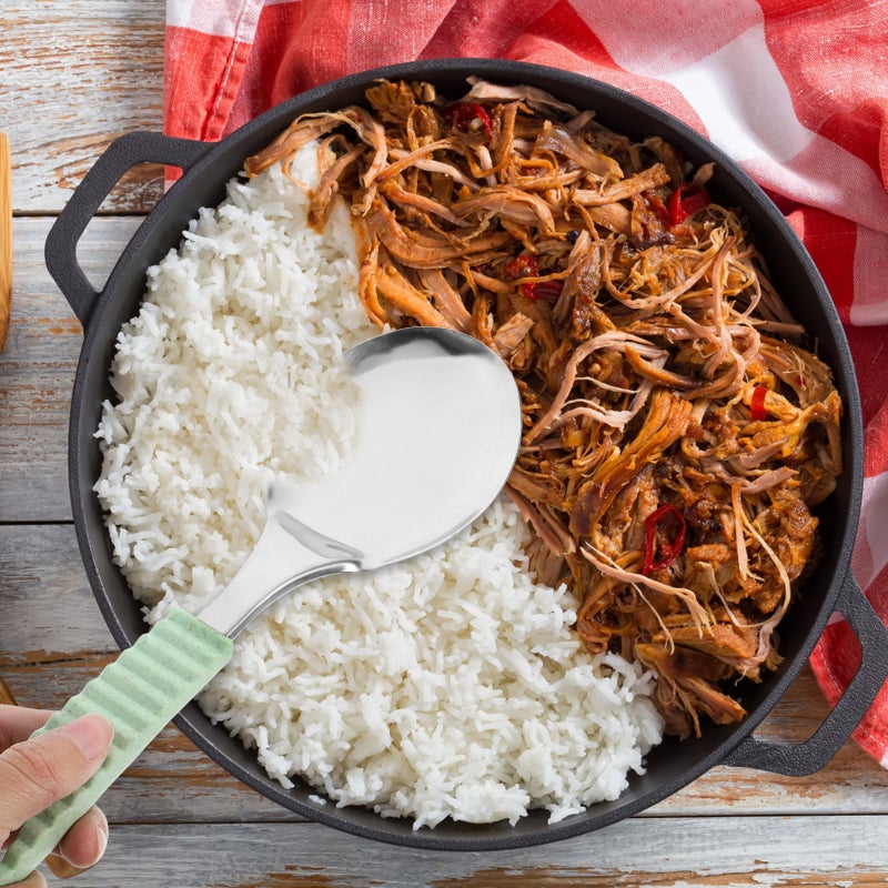 Stainless Steel Kitchen Utensils with Vacuum Ergonomic Handle for Home Kitchen - Long Rice Spoon - Image 5