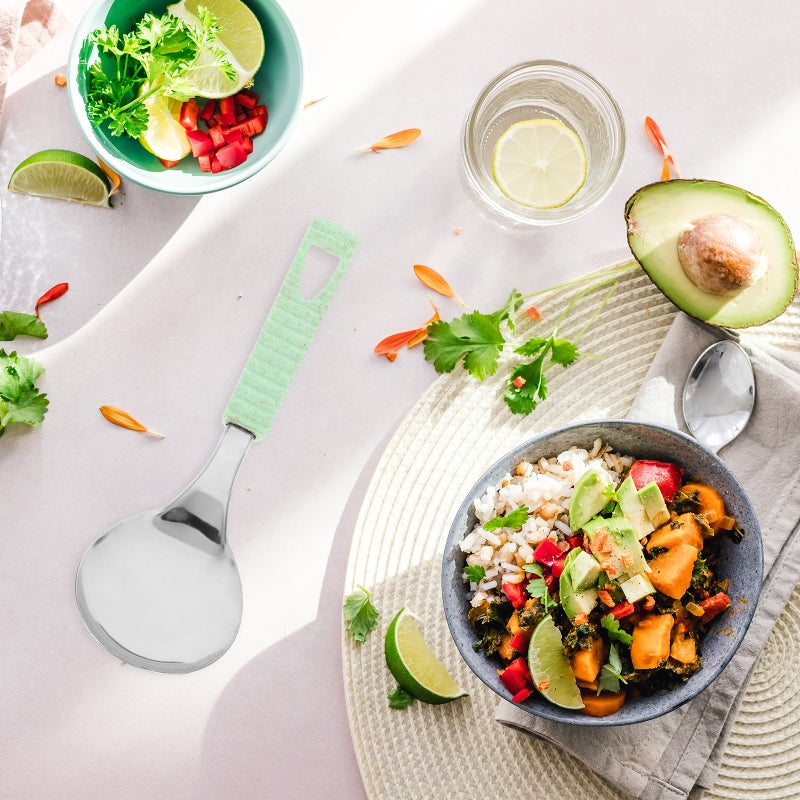 Stainless Steel Kitchen Utensils with Vacuum Ergonomic Handle for Home Kitchen - Long Rice Spoon - Image 4