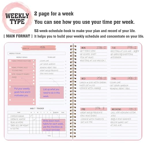 KAICN Undated Weekly Planner- Weekly Goals Notebook, A5 To Do List Planner, Habit Tracker Journal with Spiral Binding, 5.7 x 8.0 inches - Image 4