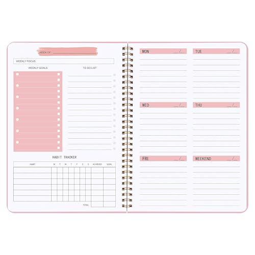KAICN Undated Weekly Planner- Weekly Goals Notebook, A5 To Do List Planner, Habit Tracker Journal with Spiral Binding, 5.7 x 8.0 inches - Image 1