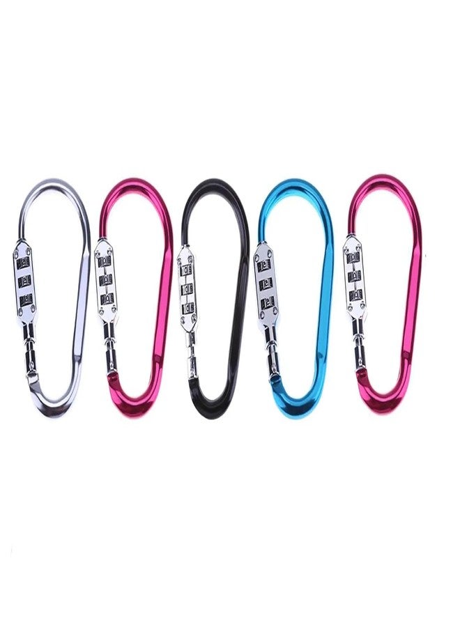 Packcy Space Number Lock 3-Digit Combination Hook Keyring with Screw Locking | Mini Keychain Padlock for Office Drawer, Cabinet, Locker, Laptop Bag & Luggage Security Lock (5 Pcs) - Image 1