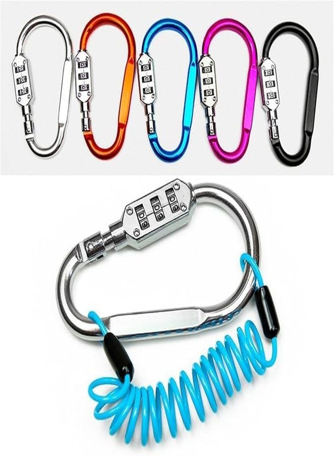 Packcy Space Number Lock 3-Digit Combination Hook Keyring with Screw Locking | Mini Keychain Padlock for Office Drawer, Cabinet, Locker, Laptop Bag & Luggage Security Lock (5 Pcs) - Image 2