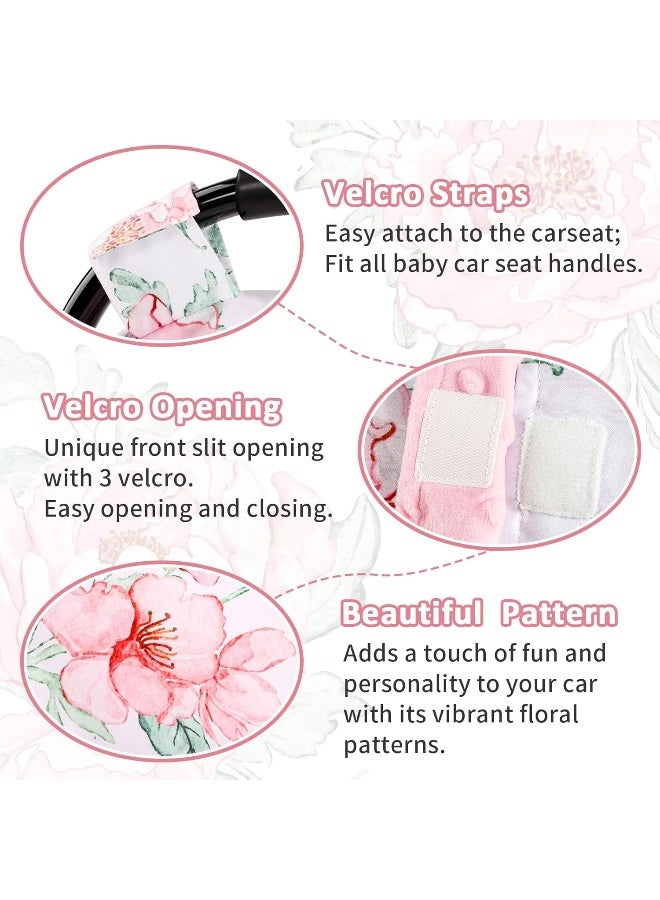 DILIMI Car Seat Cover Baby Girl, Minky Warm Winter Car Seat Covers for Babies, Peekaboo Opening Infant Car Seat Cover, Nursing Cover Carseat Canopy, Pink Flower - Image 3