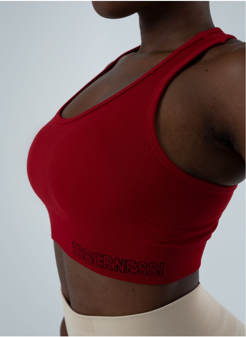 Bernessi Turkiye Nylon High Support Sports Bra for Women Comfortable Ladies Bra Top for Yoga Workout Fitness Gym Running Exercise Dance Athletic Scarlet Red  - Image 3