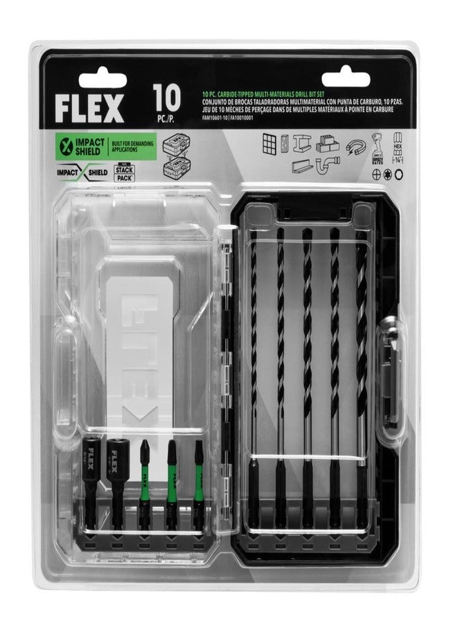 فليكس مجموعة مثقاب ورأس دفع FLEX Stack Pack من 10 قطع برؤوس من الكربيد متعدد الاستخدامات - FAM10601-10 - Image 3