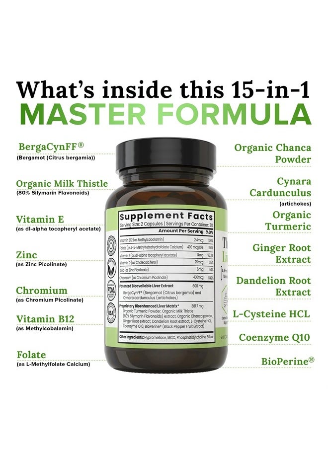 Zen Nutrients - The Everyday Liver Vitamin - Liver Cleanse Detox & Repair with Bergacyn FF, Organic Milk Thistle, Dandelion Root & Artichoke Extract for Liver Health - Fatty Liver Support Supplements - Image 1
