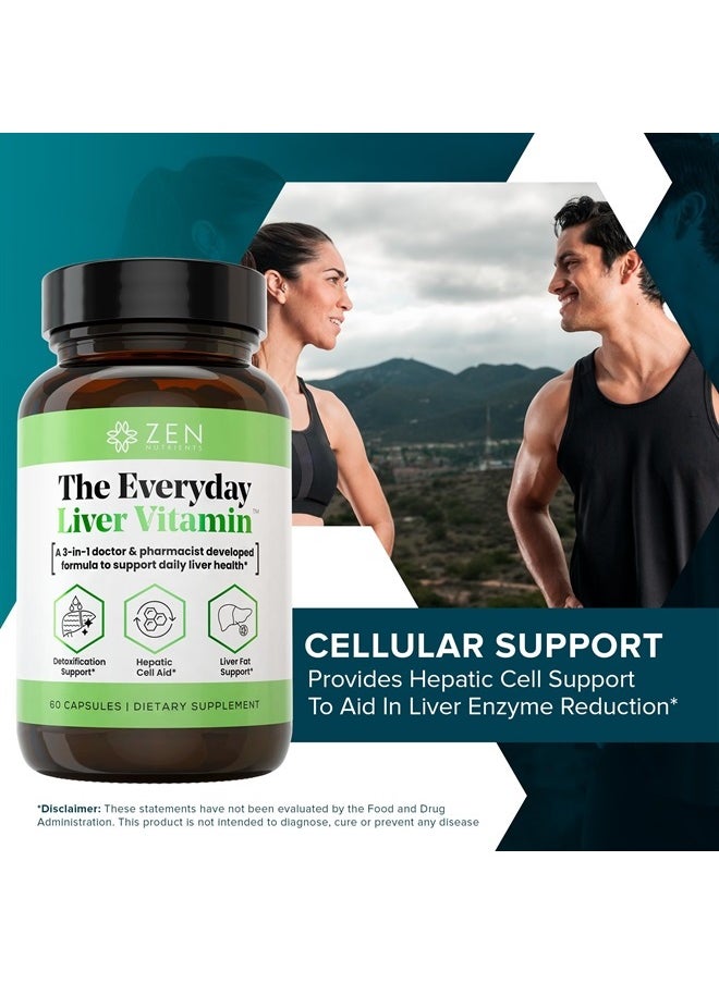 Zen Nutrients - The Everyday Liver Vitamin - Liver Cleanse Detox & Repair with Bergacyn FF, Organic Milk Thistle, Dandelion Root & Artichoke Extract for Liver Health - Fatty Liver Support Supplements - Image 1