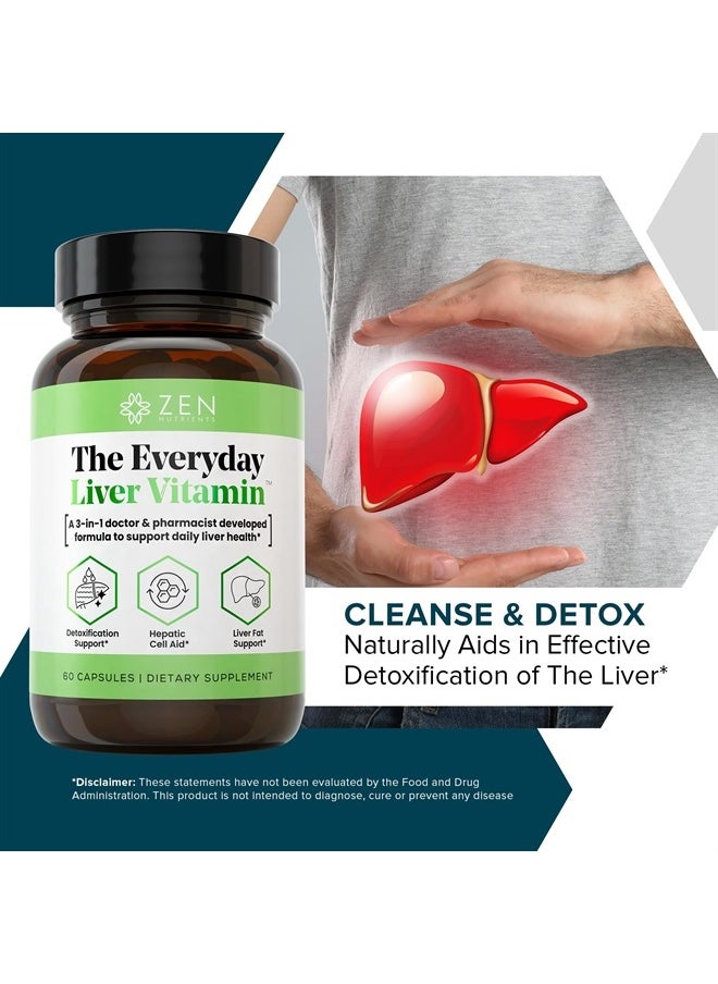 Zen Nutrients - The Everyday Liver Vitamin - Liver Cleanse Detox & Repair with Bergacyn FF, Organic Milk Thistle, Dandelion Root & Artichoke Extract for Liver Health - Fatty Liver Support Supplements - Image 1