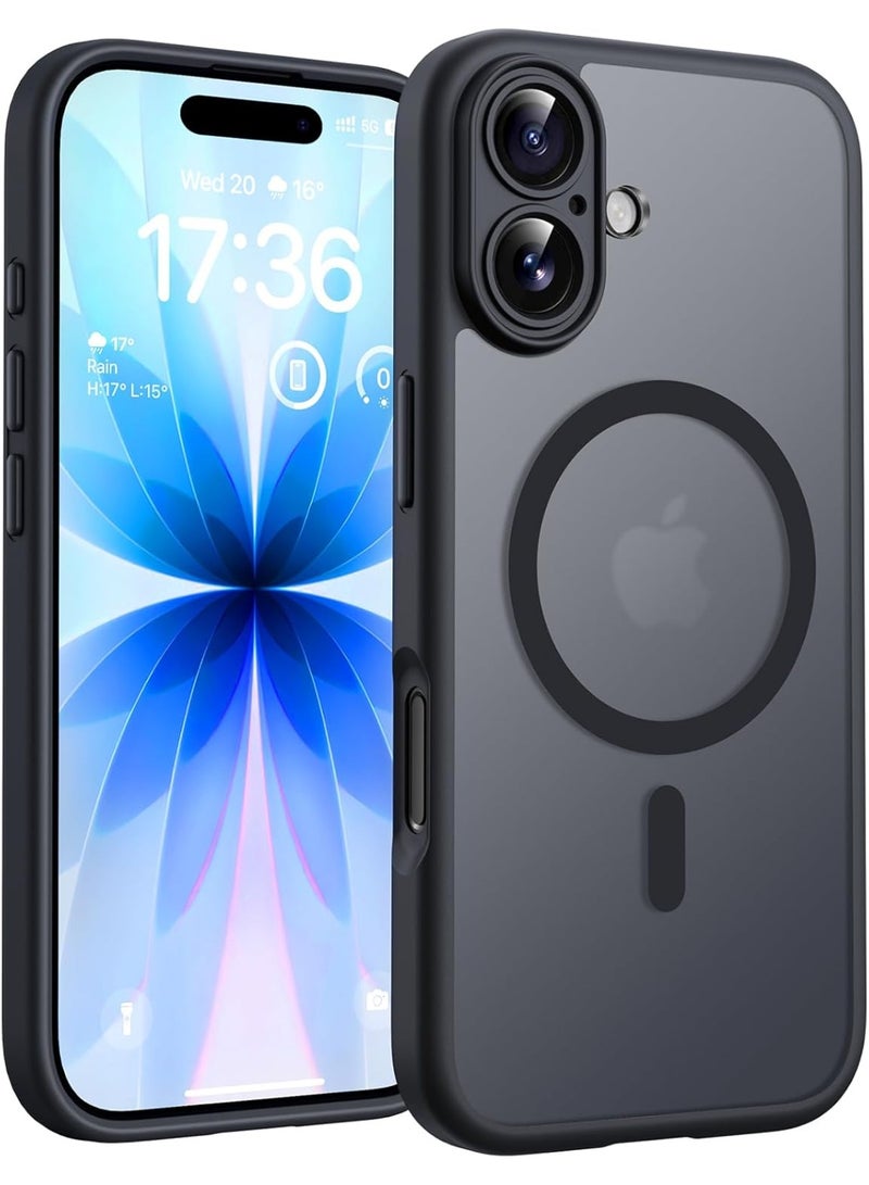 مناسبة لحالة واقية آيفون 17 ، وحماية الكاميرا الكاملة ، وحلقة مغناطيسية مدمجة ، وحماية ضد السقوط ، وحالة هاتف ماتي شبه شفافة ، مناسبة لآيفون 17 6.3 بوصة (أسود) - Image 1