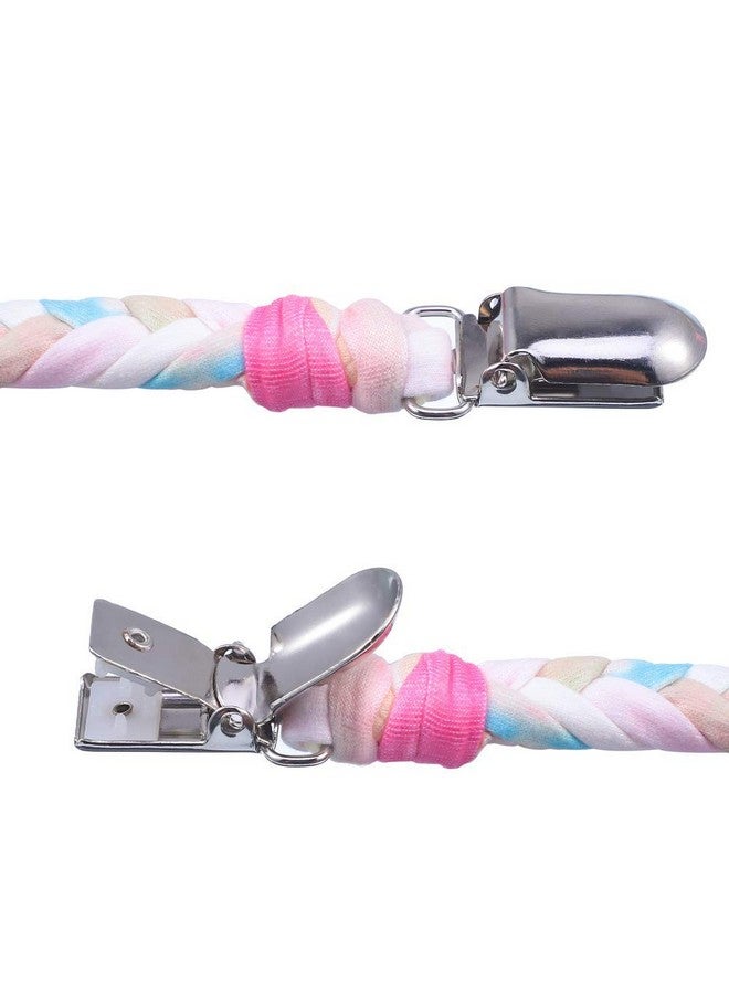 ONWON Onwon 4 Pieces Pacifier Clips for Infant Boys and Girls Universal Pacifier Holder Hand-Made Braided Soothie Leash for All Pacifiers Teething Drool Bibs (Gray, Yellow, White, Blue) - Image 3