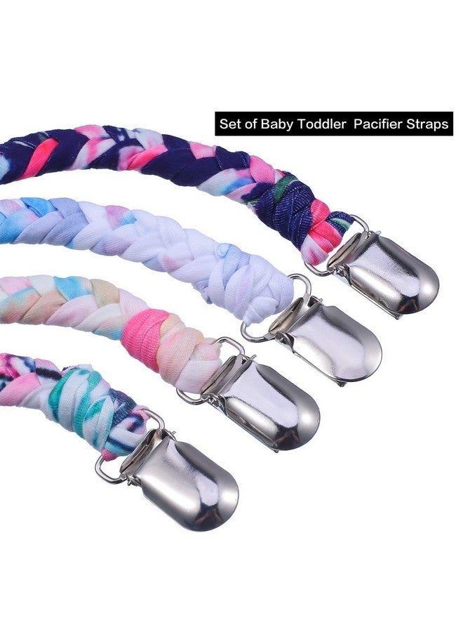 ONWON Onwon 4 Pieces Pacifier Clips for Infant Boys and Girls Universal Pacifier Holder Hand-Made Braided Soothie Leash for All Pacifiers Teething Drool Bibs (Gray, Yellow, White, Blue) - Image 1