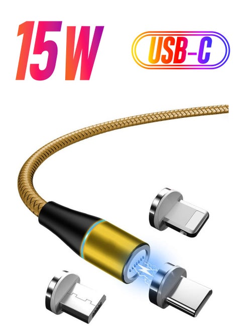 3 in 1 Magnetic Charging Cable 3A Fast Charging Compatible with Micro USB Type C and Lightning