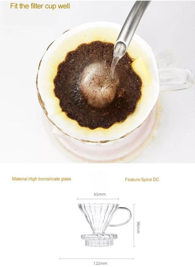 Y&D - Pour Over Coffee Maker Set,Coffee Kettle,Bean Grinder,Filter Cup,Filter Paper,Cup,Thermometers all in 1 Gift Box Black - Image 1