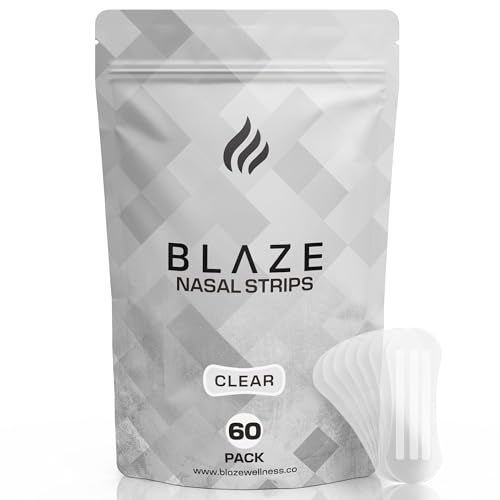 BLAZE Nasal Strips for Snoring & Sleeping (60 PK) - Nose Strips for Breathing - Deviated Septum Tape & Sinus Congestion Relief for Adults - Improve Sleep Quality, Energy and Productivity, Lessen Snoring - Image 1
