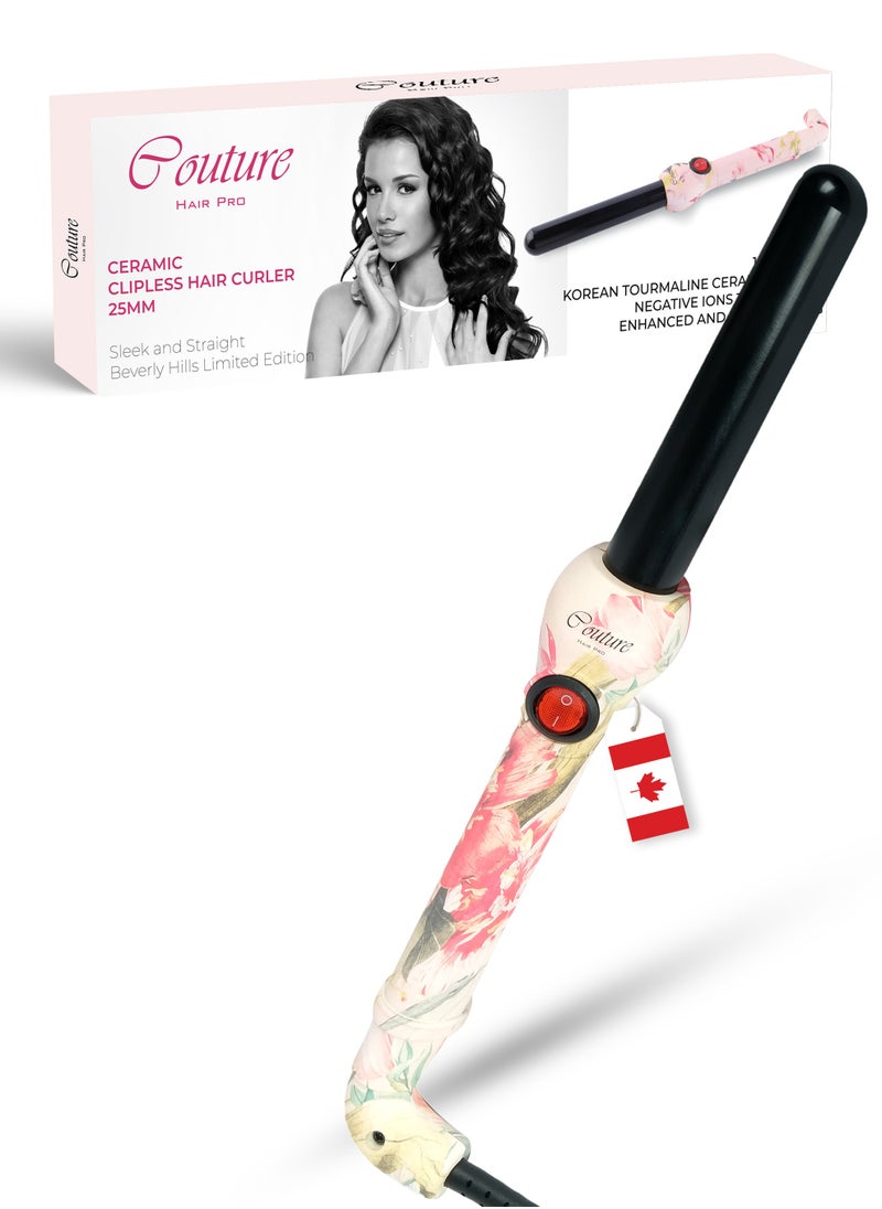 Couture Hair Pro Ceramic Hair Curler 25 Mm- Spring Flowers -Fast Heatup, Premium Salon Quality - Long Lasting And Well Defined Curls  - Image 1
