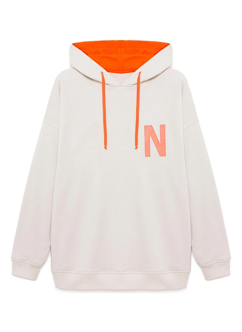 Touche Letter Printed Oversized Sweatshirt