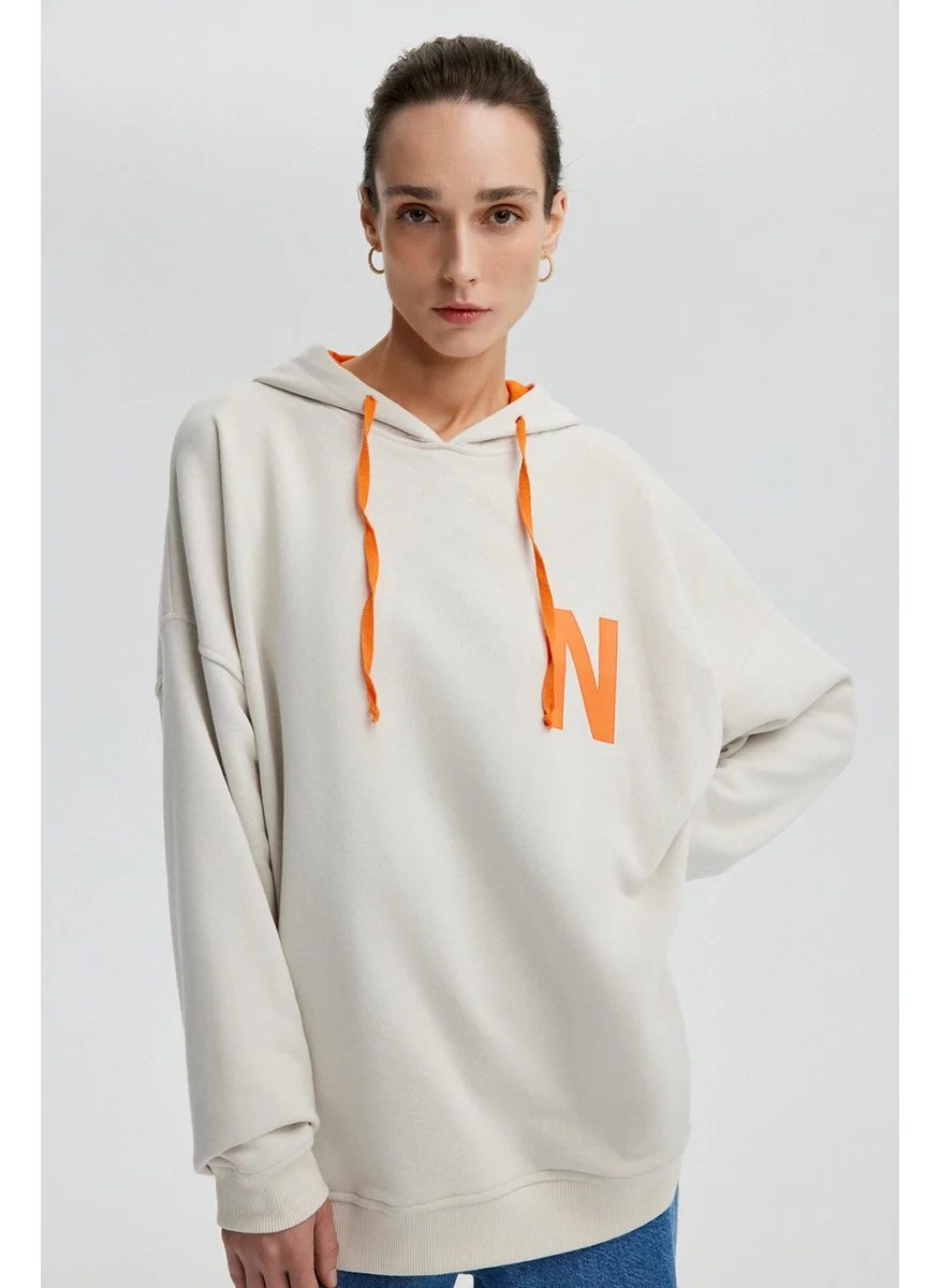 Touche Letter Printed Oversized Sweatshirt