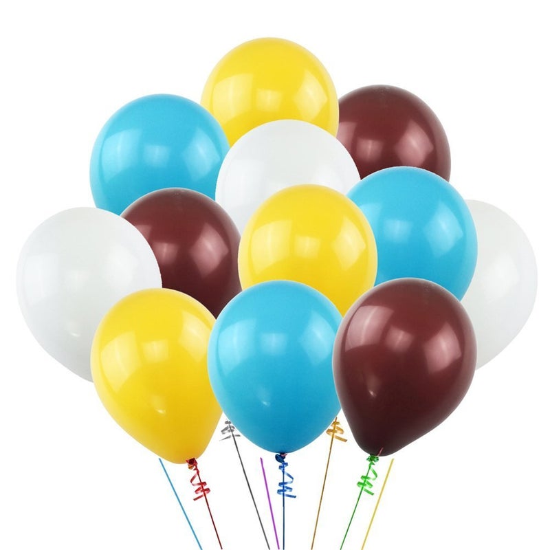 HK balloons White Yellow Sky Blue Coffee Assorted Balloons 12 Latex Balloons Children Party Balloons Vivid Bright Color Balloon Globos Holiday Birthday Wedding Balloons Pack of 100 - Image 1
