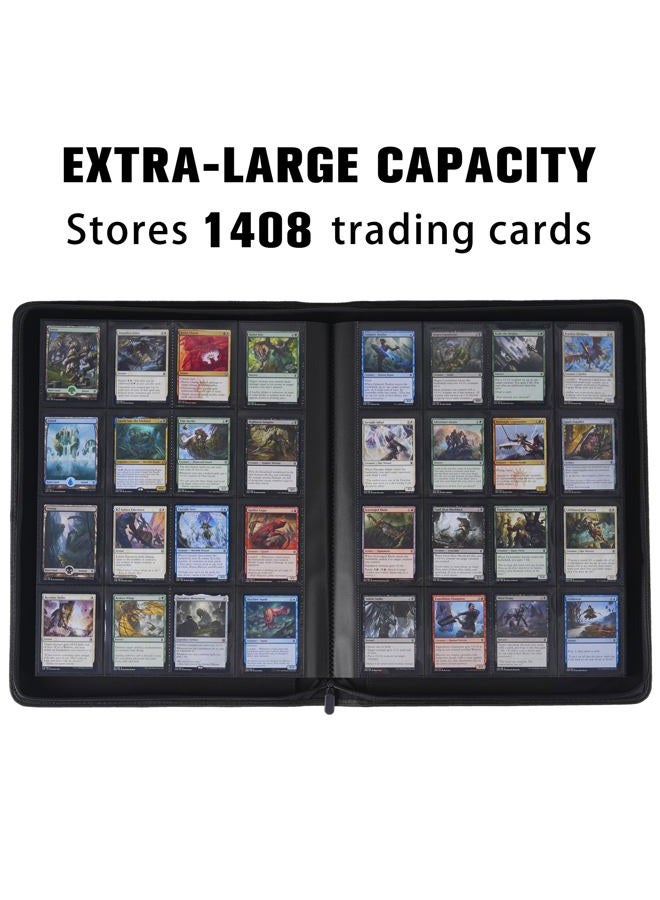 MORABTO Card Binder 16 Pocket,Trading Card Binder Holds up to 1408 Cards with 44 Sleeves,Zipper Card Holder Album Compatible with TCG Card/Game Cards/Sports Card-Orange - Image 3