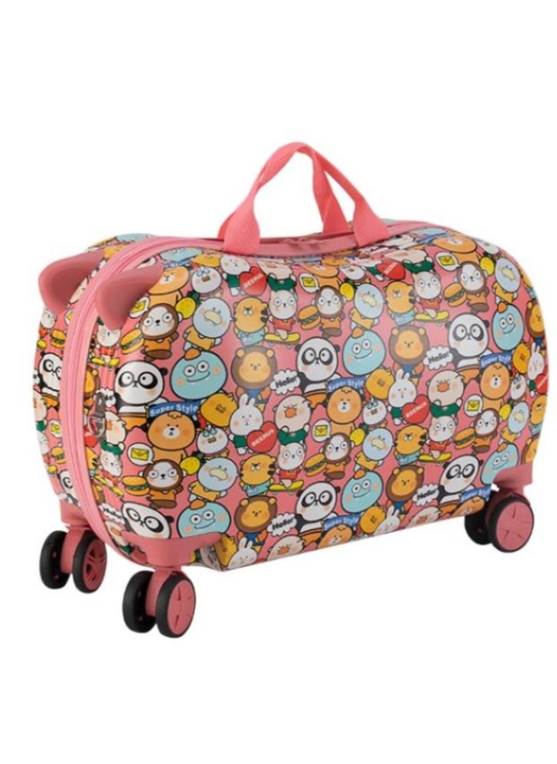 Golden Children Luggage Can Sit Ride-on Suitcase for Kids Cartoon Suitcase Riding Box Carry-on Luggage Trolley Suitcase(20 inches)  - Image 1