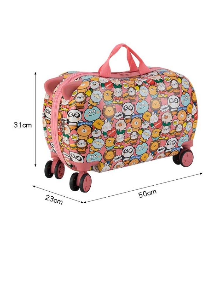 Golden Children Luggage Can Sit Ride-on Suitcase for Kids Cartoon Suitcase Riding Box Carry-on Luggage Trolley Suitcase(20 inches)  - Image 2