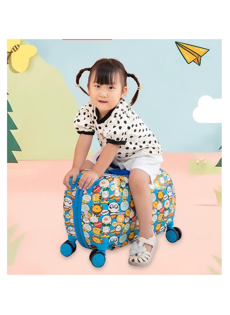 Golden Children Luggage Can Sit Ride-on Suitcase for Kids Cartoon Suitcase Riding Box Carry-on Luggage Trolley Suitcase(20 inches)  - Image 3