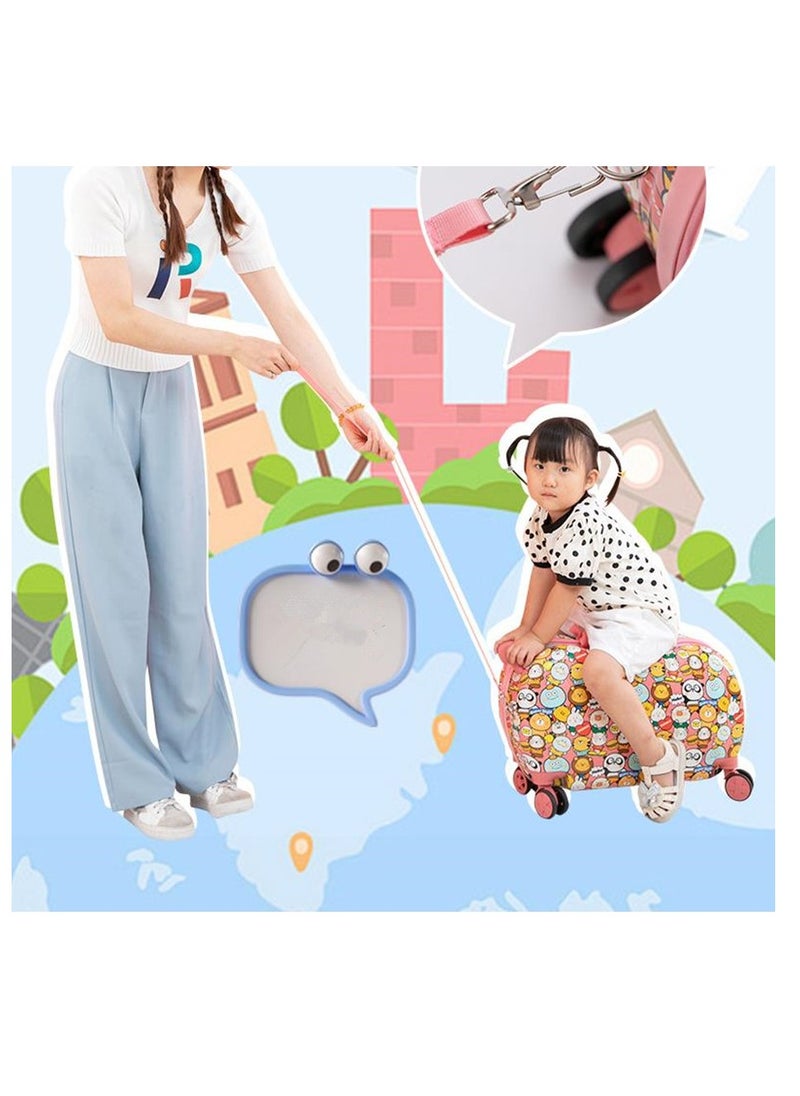 Golden Children Luggage Can Sit Ride-on Suitcase for Kids Cartoon Suitcase Riding Box Carry-on Luggage Trolley Suitcase(20 inches)  - Image 4