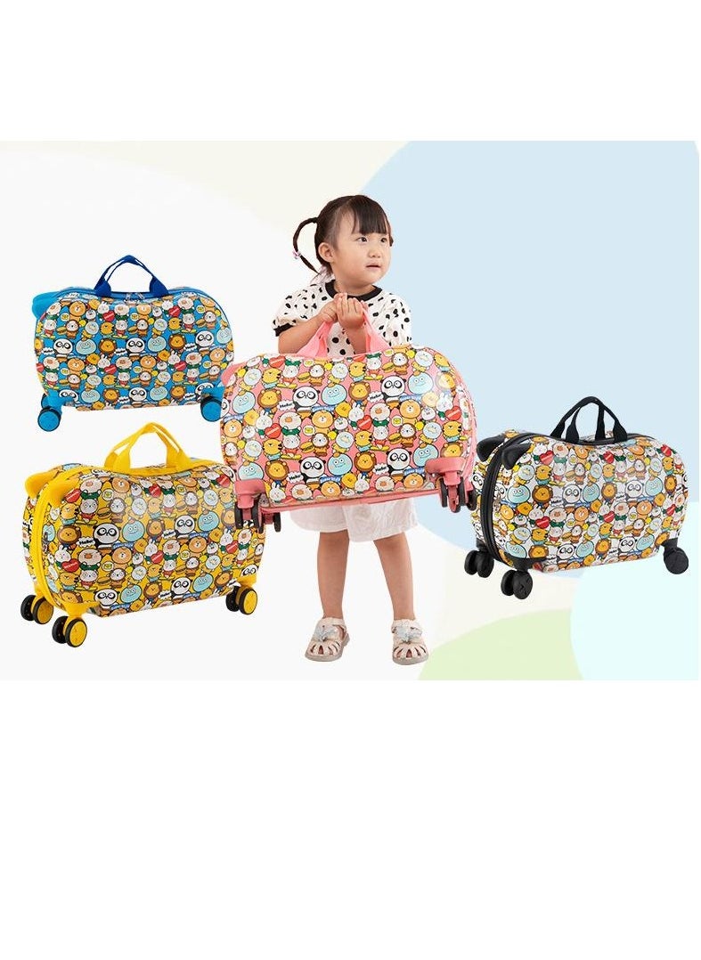 Golden Children Luggage Can Sit Ride-on Suitcase for Kids Cartoon Suitcase Riding Box Carry-on Luggage Trolley Suitcase(20 inches)  - Image 5