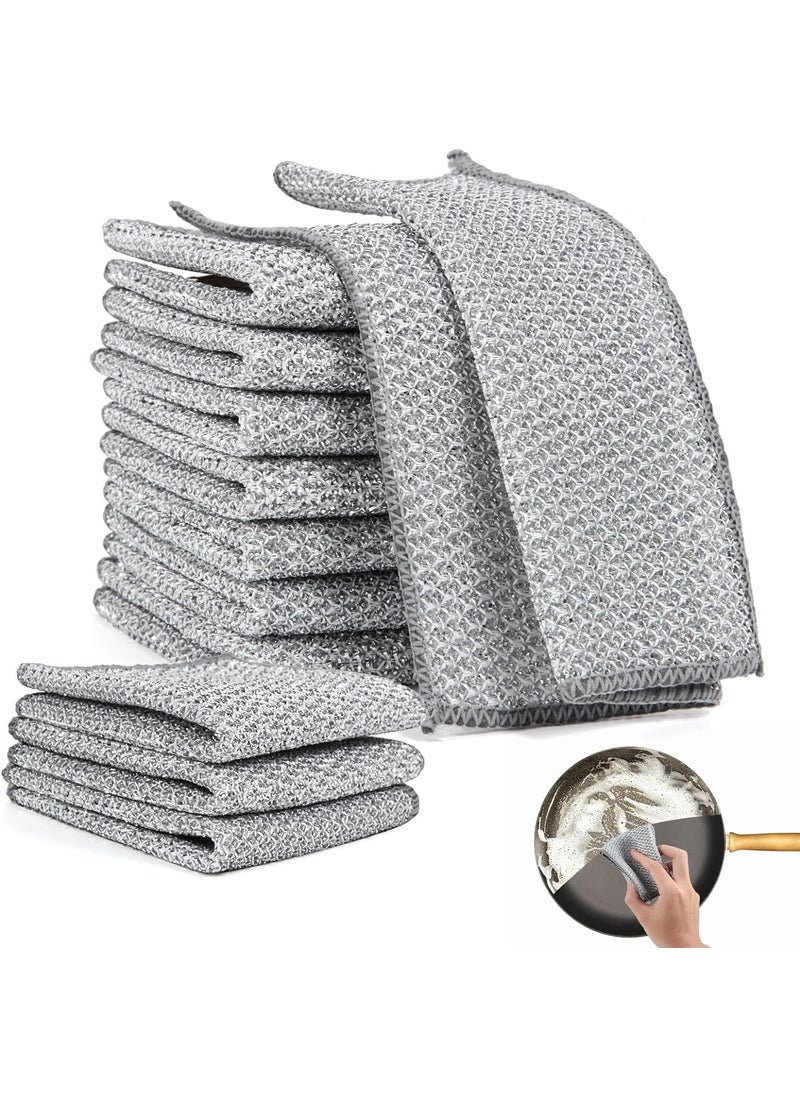 Konquer TimeS Konquer TimeS Multipurpose Wire Dishwashing Rags for Wet and Dry Mesh Microfiber Cleaning Cloth for Metal Kitchen Dishes Kitchen Sinks Pots PansNonScratch Wire Dishcloth Pack of 5 