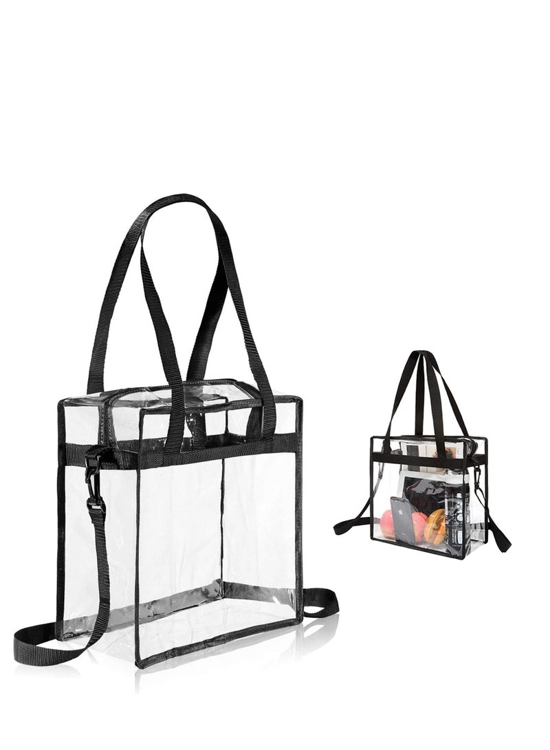 Clear bags Tote Bag with Zipper Closure, PVC Crossbody Messenger Shoulder Adjustable Strap, Cosmetics Beach for Work & Business Travel, Stadium Approved - Image 1