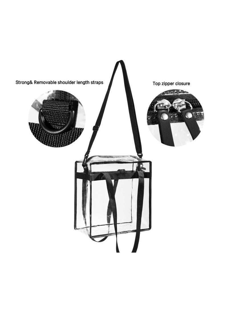 Clear bags Tote Bag with Zipper Closure, PVC Crossbody Messenger Shoulder Adjustable Strap, Cosmetics Beach for Work & Business Travel, Stadium Approved - Image 2