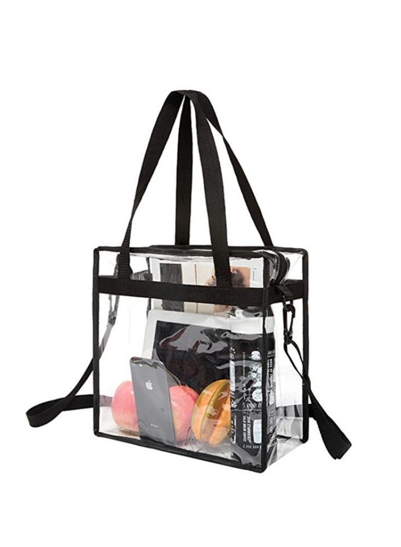 Clear bags Tote Bag with Zipper Closure, PVC Crossbody Messenger Shoulder Adjustable Strap, Cosmetics Beach for Work & Business Travel, Stadium Approved - Image 4