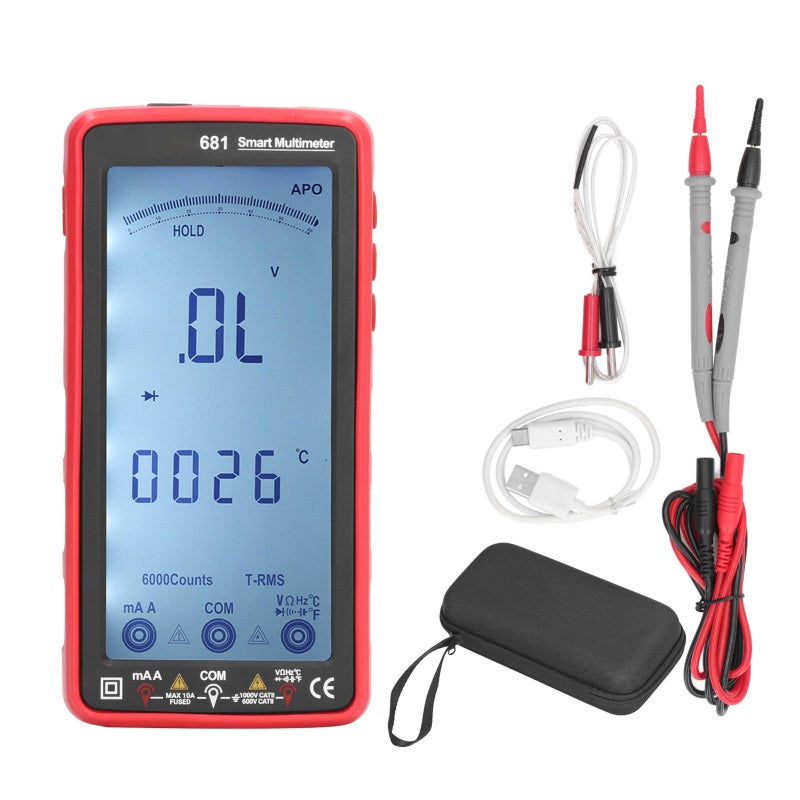 Digital Multimeter 1000V DC 10A AC Current 6000 Counts - USB Charging NCV Non Contact Voltage Tester with Flashlight Alarm - ABS Material for Electrical Maintenance Night Work - Image 1