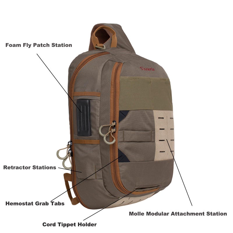 Ussuris Fly Fishing Sling Pack, Lightweight Fishing Tackle Storage Bag, Large Capacity - Image 2
