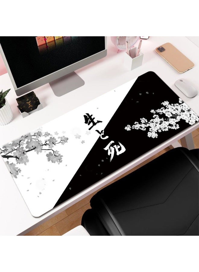 Ink Cherry Blossom Mouse Pad Large Office Desk Pad Dead Life Black And White Series Mouse Pad Rubber Non-slip-Color:400*800*3mm-Pattern:Style 18  - Image 1