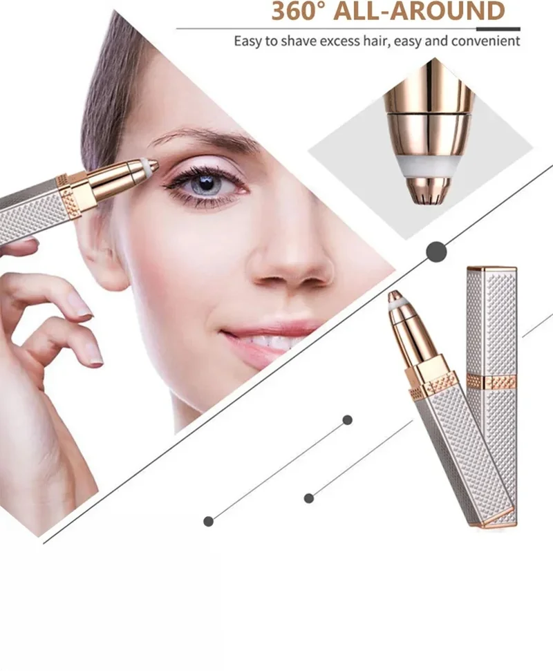 Mobee Luxury Women's Feather Epilation and Shaver with 2 Heads Rechargeable Eyebrow Mustache Facial Hair Removal Device