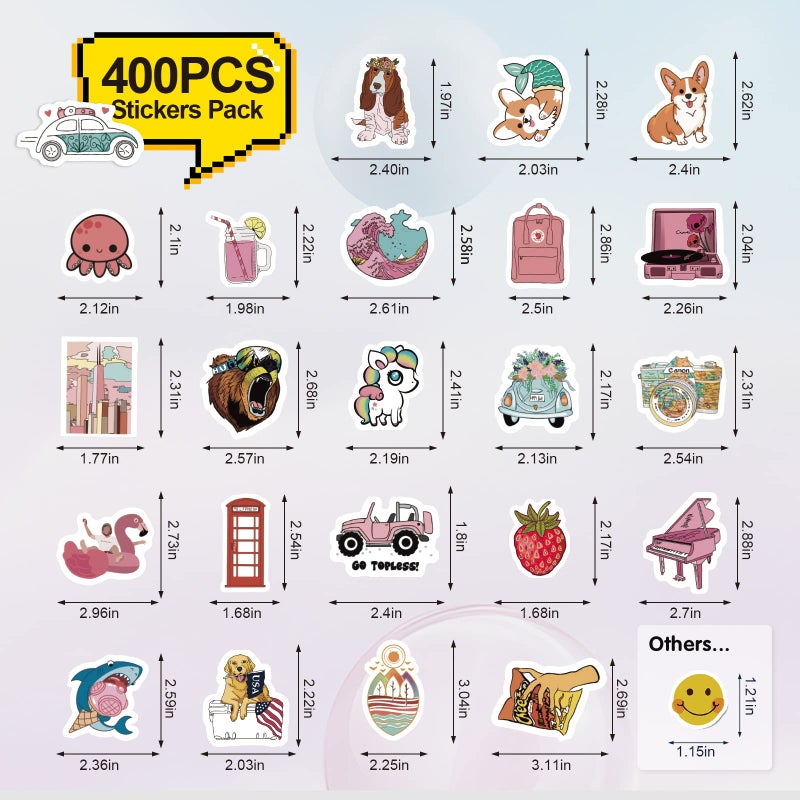 Arme Stickers Pack, 400 PCS Cute Vinyl Stickers, Valentine's Day Stickers for Water Bottles, Art Laptap Stickers for Kids Teens Girls Adults, Waterproof Sticker for Skateboard Notebooks Phone. - Image 2